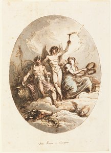 Design for vegg- eller takdekorasjon med Bacchus, Hymen og Venus